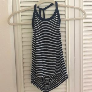 Brandy Melville navy blue and white striped halter
